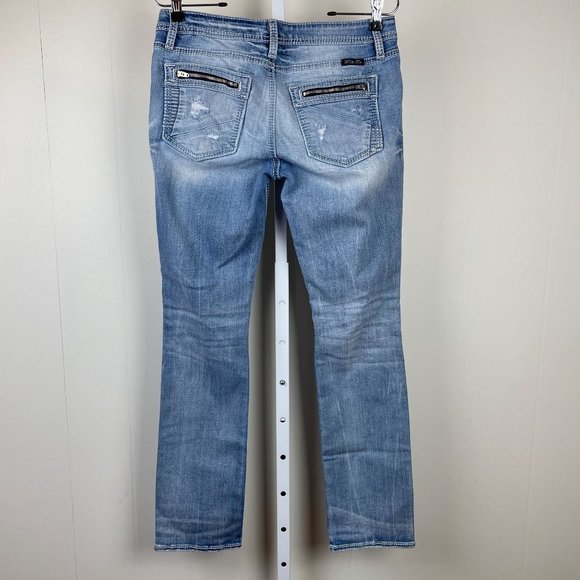 Miss Me Jeans Signature Straight Distressed Denim Medium Wash Womens 28 - Picture 6 of 11